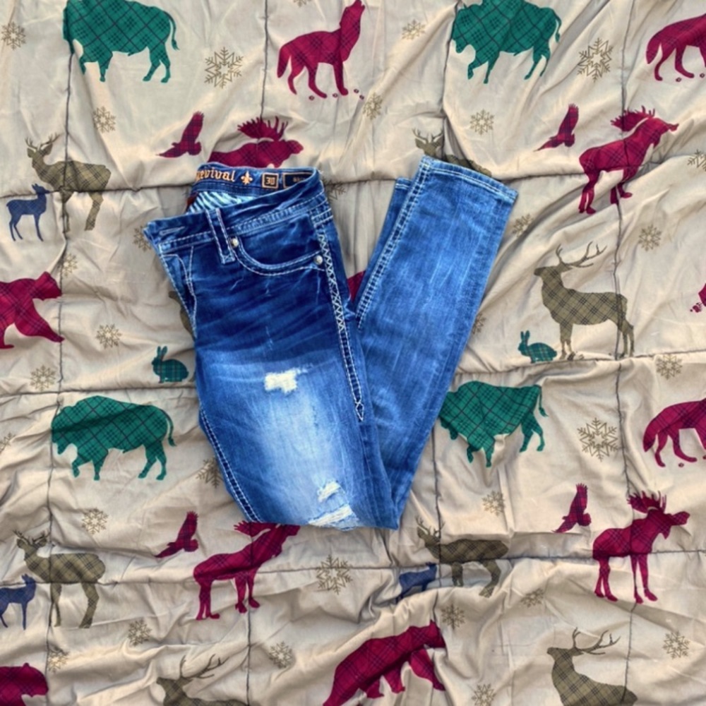 Evie Rock Revivals, Skinny, distressed look, stretchy fit, size 30